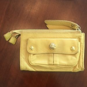 Rough Roses Small Leather Yellow Wallet, Pre-owned
